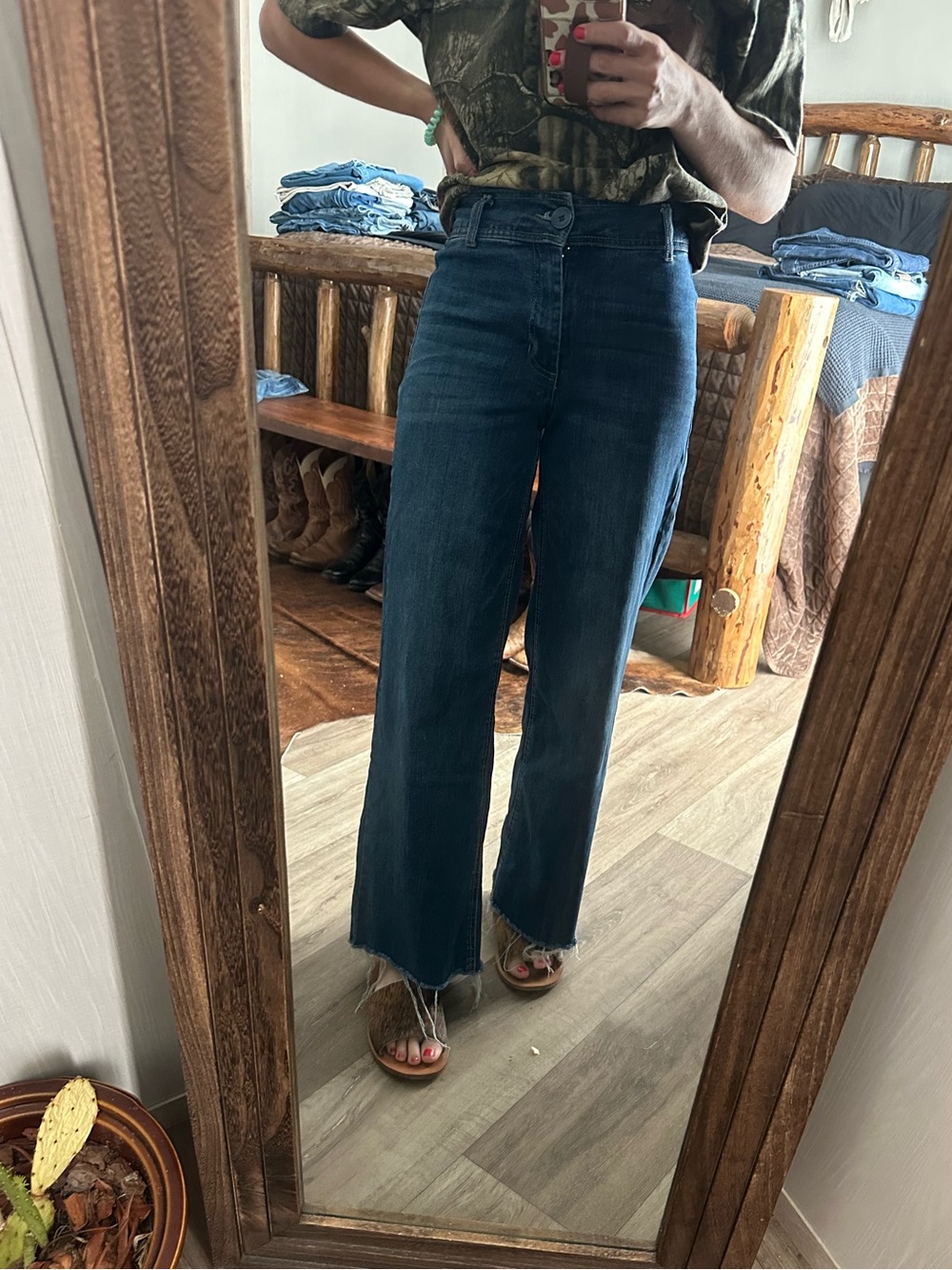 Oat New York Dark Blue High-Rise Wide Leg Jeans